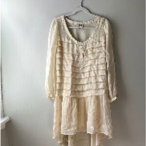 Haute Hippie Ivory Tuxedo Shirtdress with High Low hem - beautiful elegant